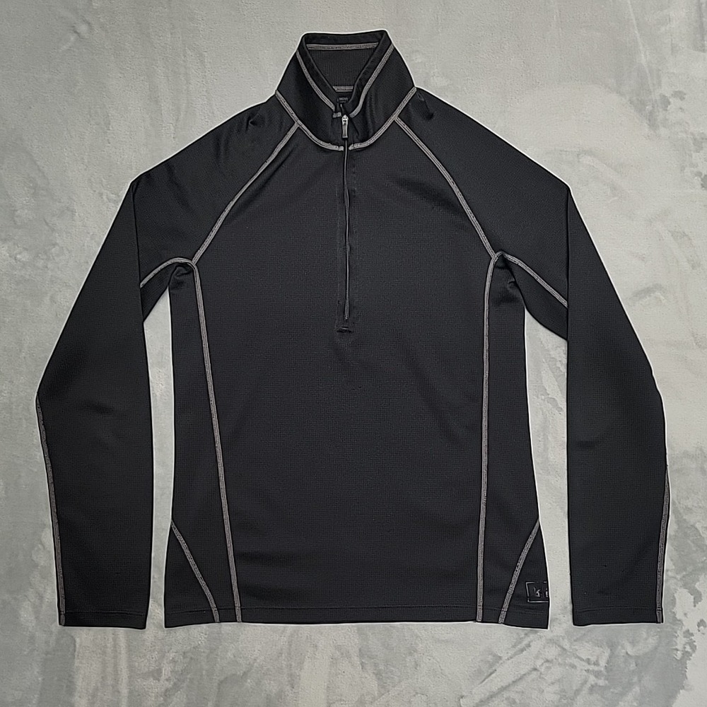 REI Shirt Men Small Black 1/4 Zip Pullover Long Sleeve Athletic Made In USA